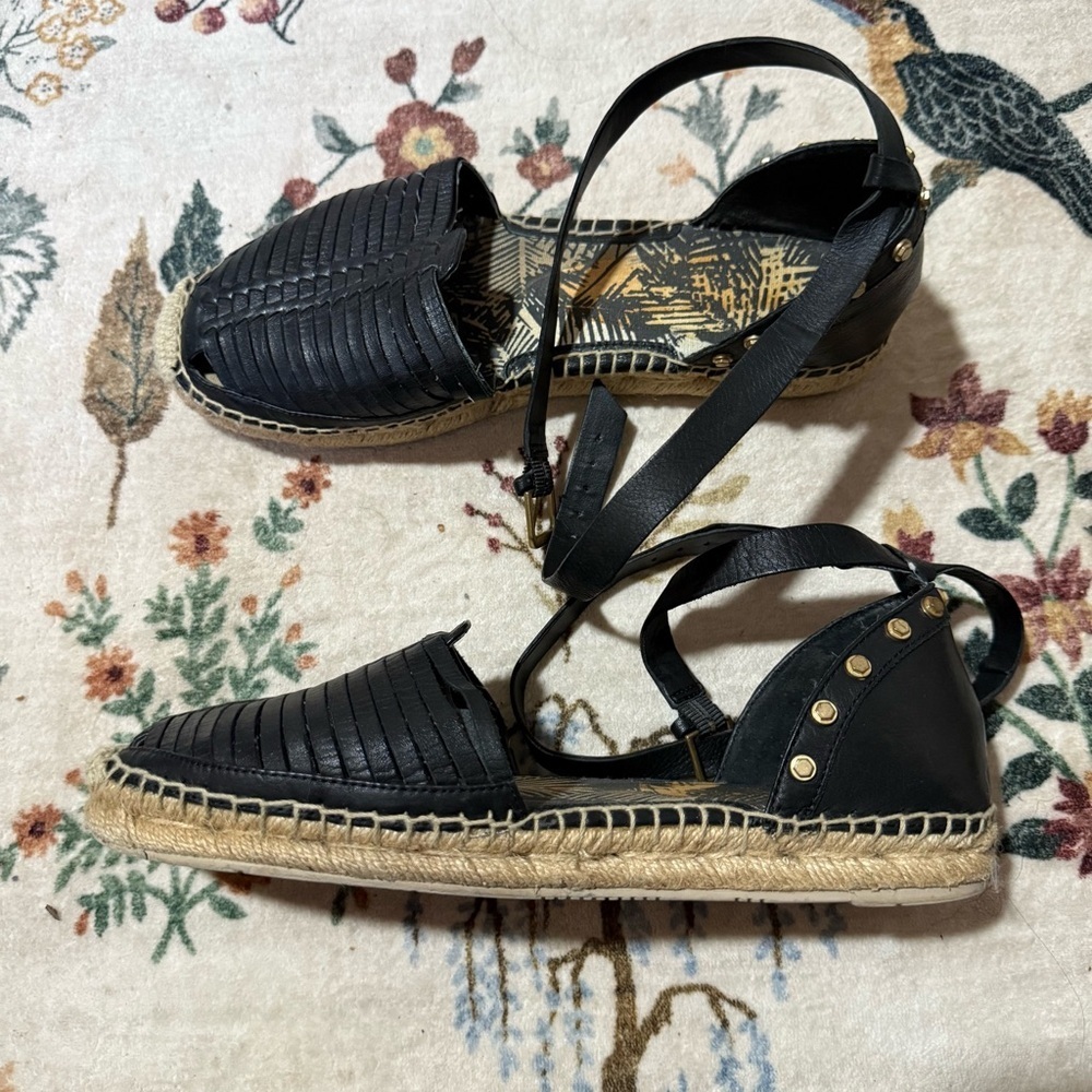 DV Dolce vita skye Black Espadrille fisherman Flats with Ankle Strap 9